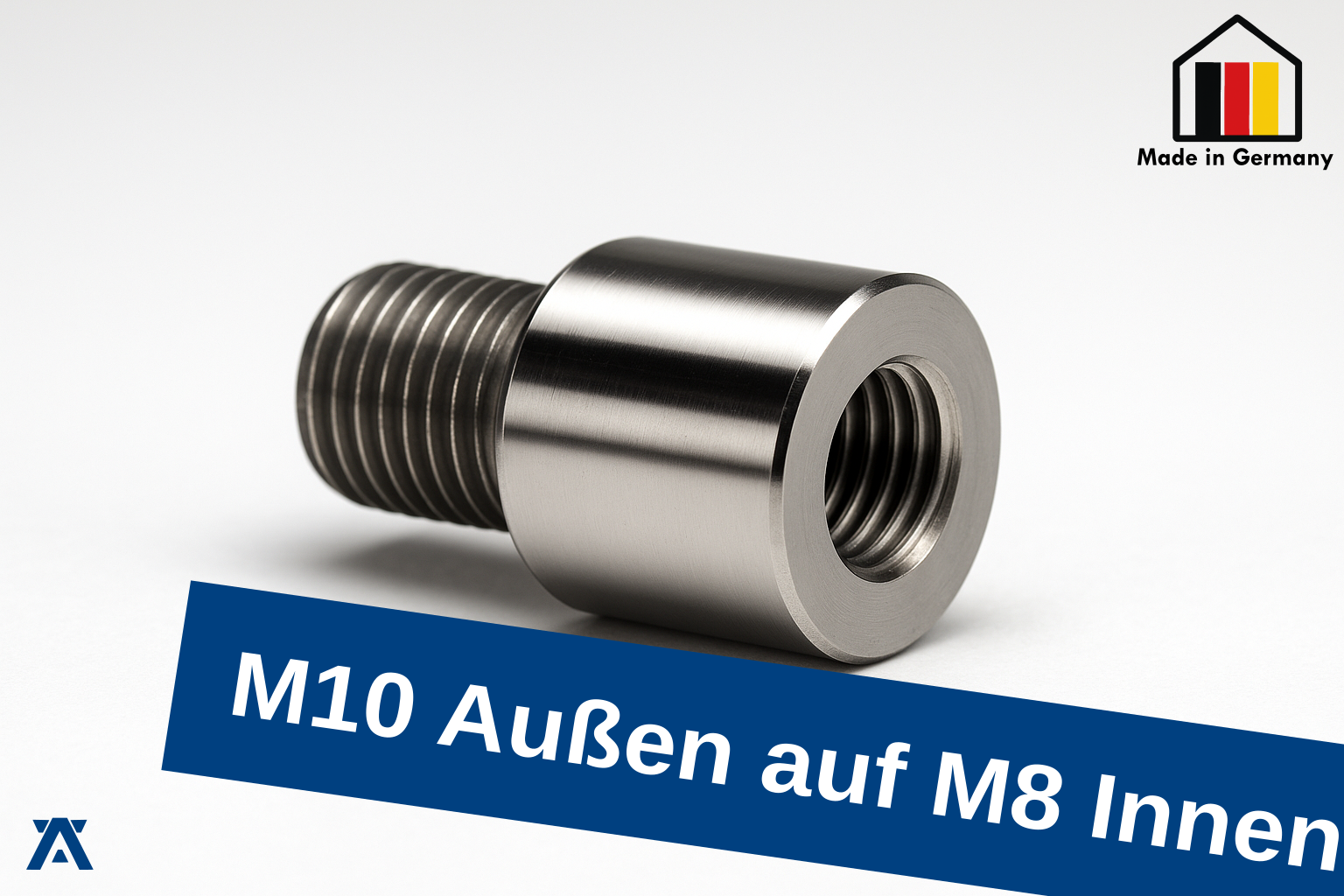 Gewindeadapter M10 Außengewinde auf M8 Innengewinde aus Edelstahl CNC-gefertigt
